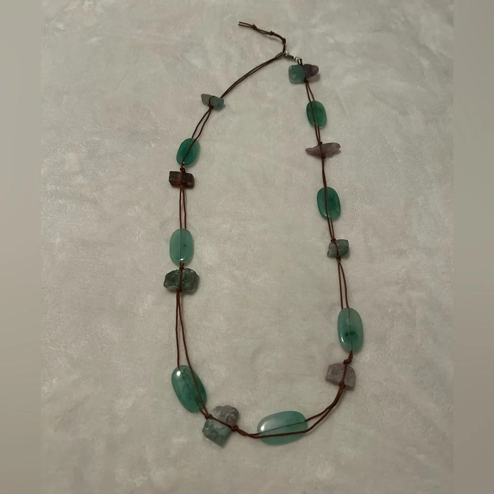 Elegant Green and Purple Beaded Necklace